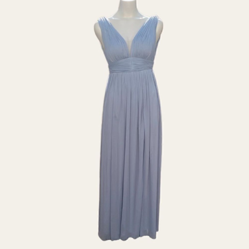 Azazie powder blue maxi dress